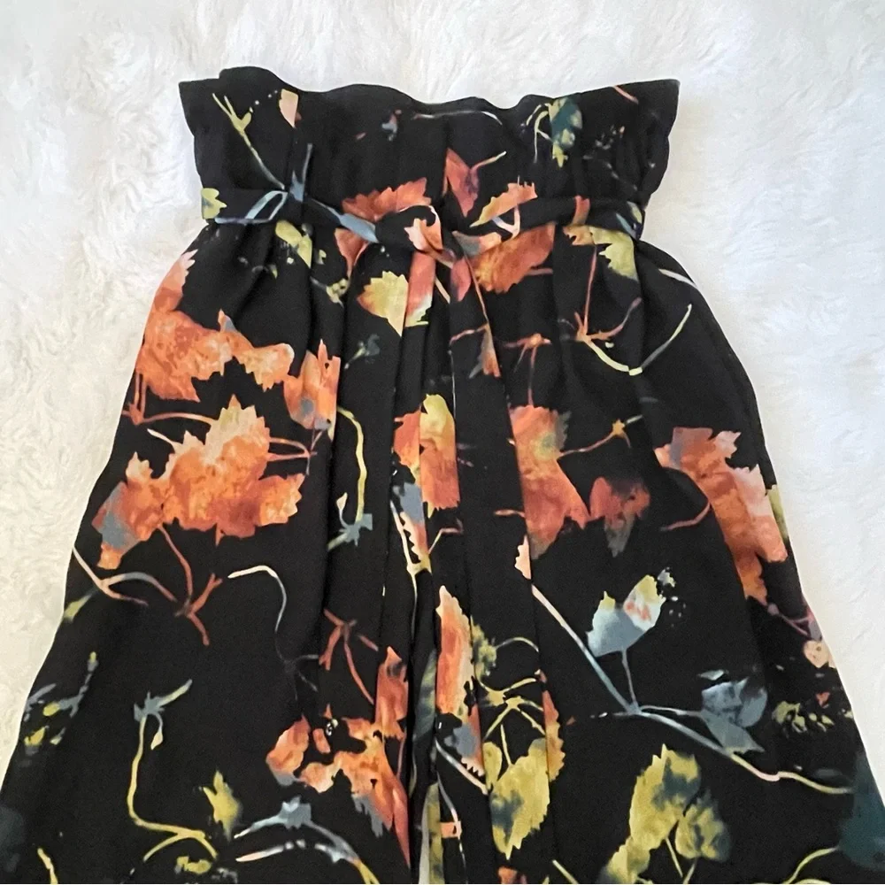 BCBGMaxAzria Black Floral Wide Leg Palazzo Pants - Picture 12 of 15